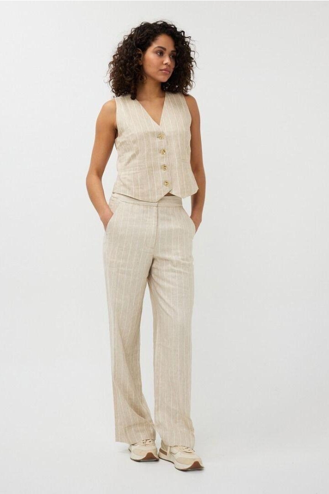 GILET LINEN STRIPE SP25 17006 180 sand
